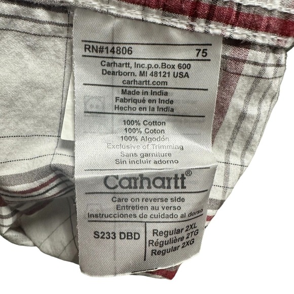 Carhartt Plaid Shirt Mens 2XL Casual Button Up Short Sleeve Chest Pocket - Picture 3 of 9